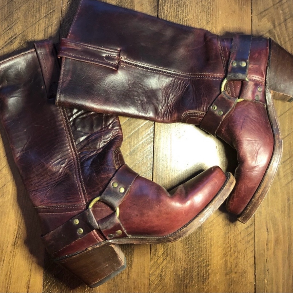 Frye Women’s Harness Boots - Burgundy Brown Leather